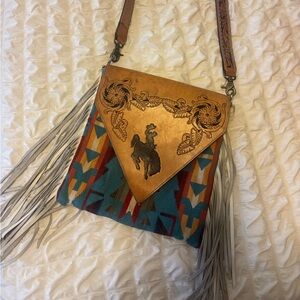 Western Bronc rider tooled purse